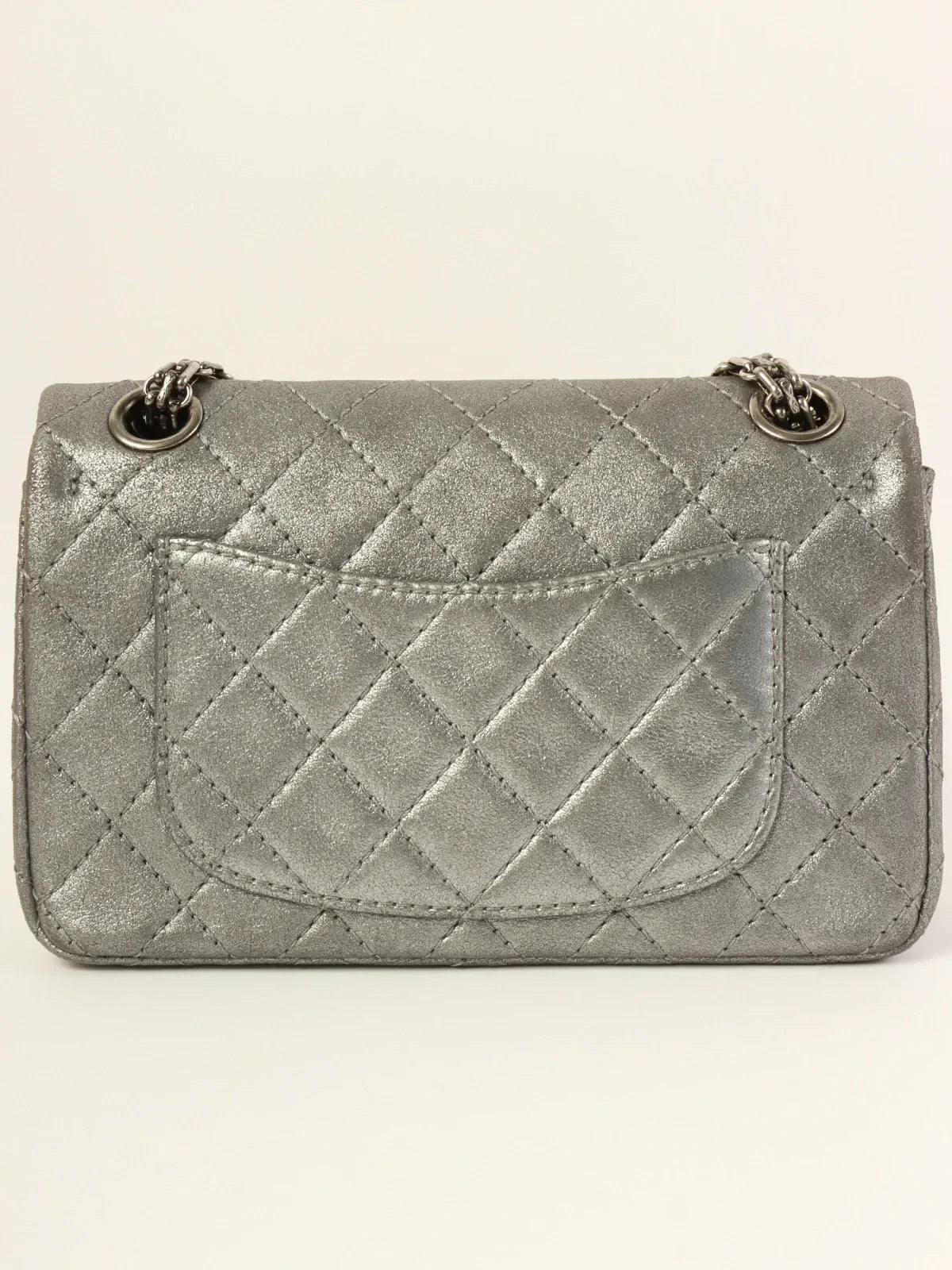 CHANEL Around 2007 Made 2.55 Icon Charm Chain Bag Mini Metallic Silver