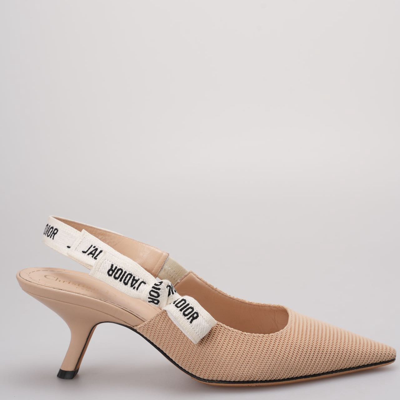 Christian Dior Beige Fabric J'adior Slingback Pumps Size 38.5