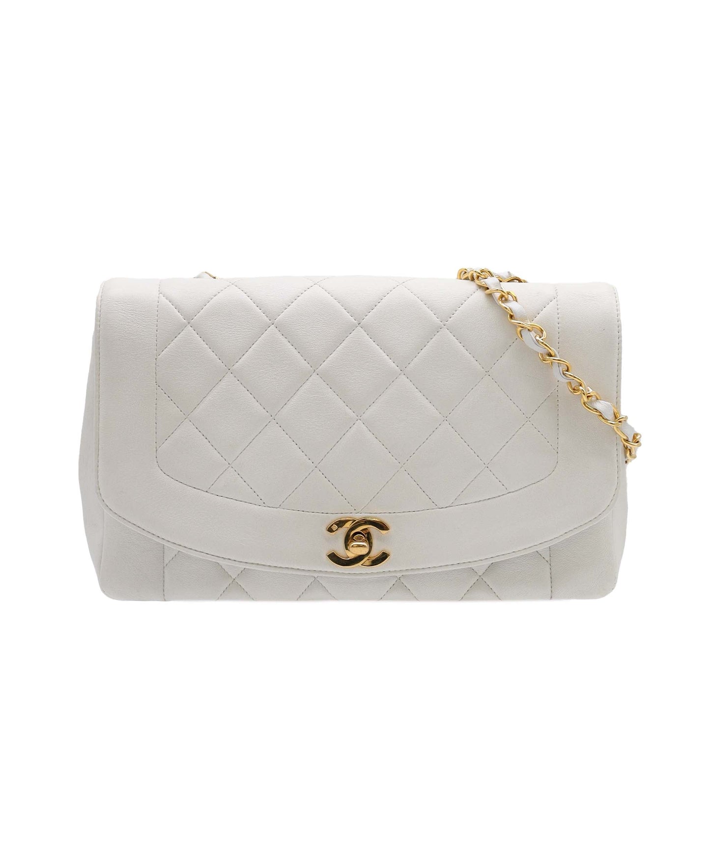 Chanel Diana Flap Bag White Lambskin C23073249 ASC5868