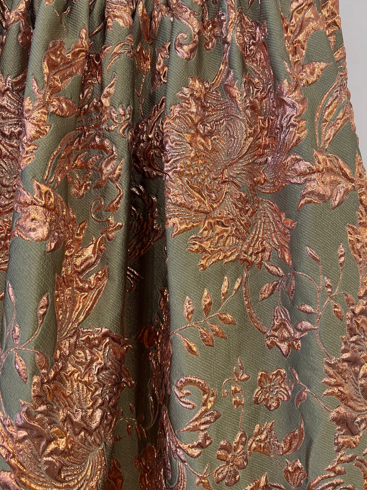 Alena Akhmadullina Green and Rose Gold Embroidered Floral Maxi Skirt Size M (UK 10)