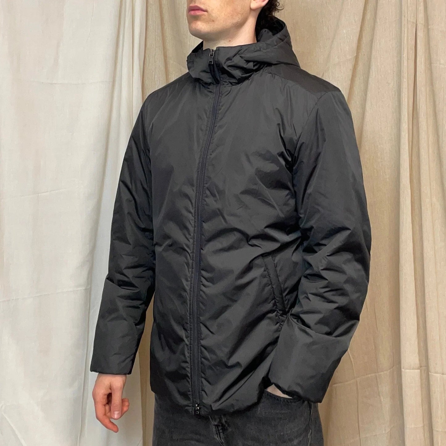 Prada Sport Charcoal Grey 2007 Padded Nylon Hooded Parka Jacket