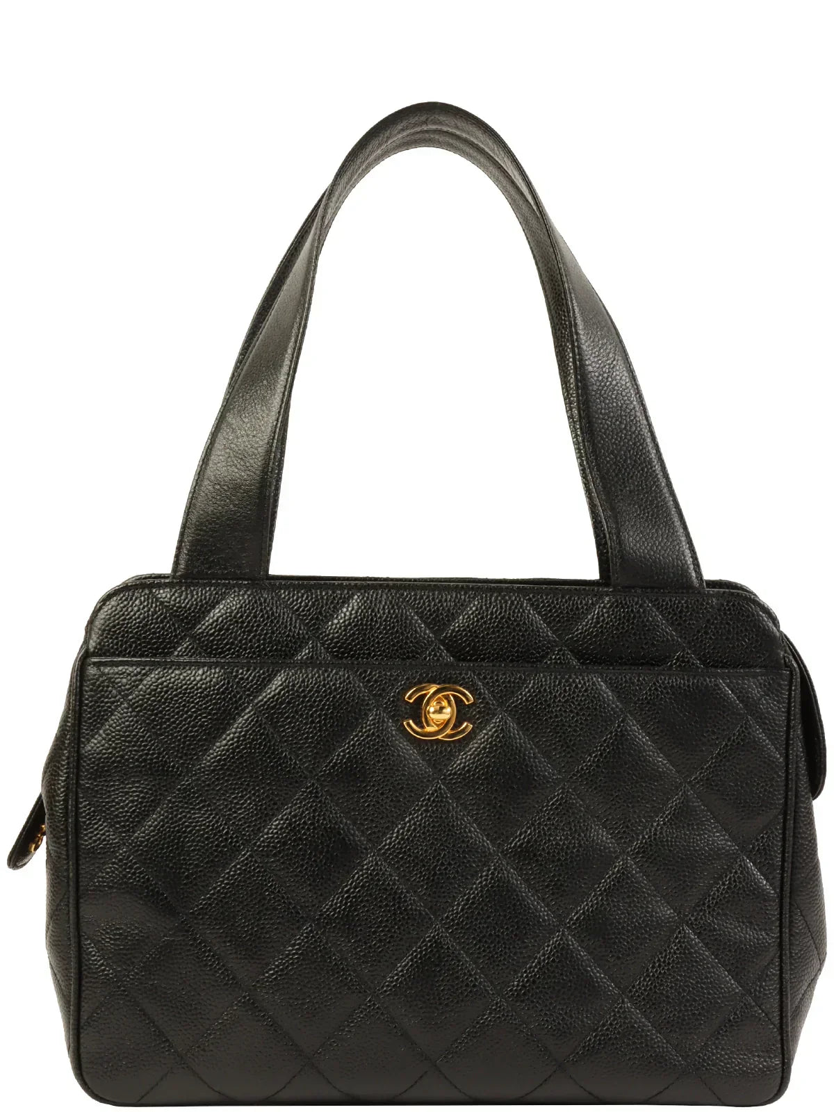 CHANEL Around 1997 Made Turn-Lock Shoulder Bag Black