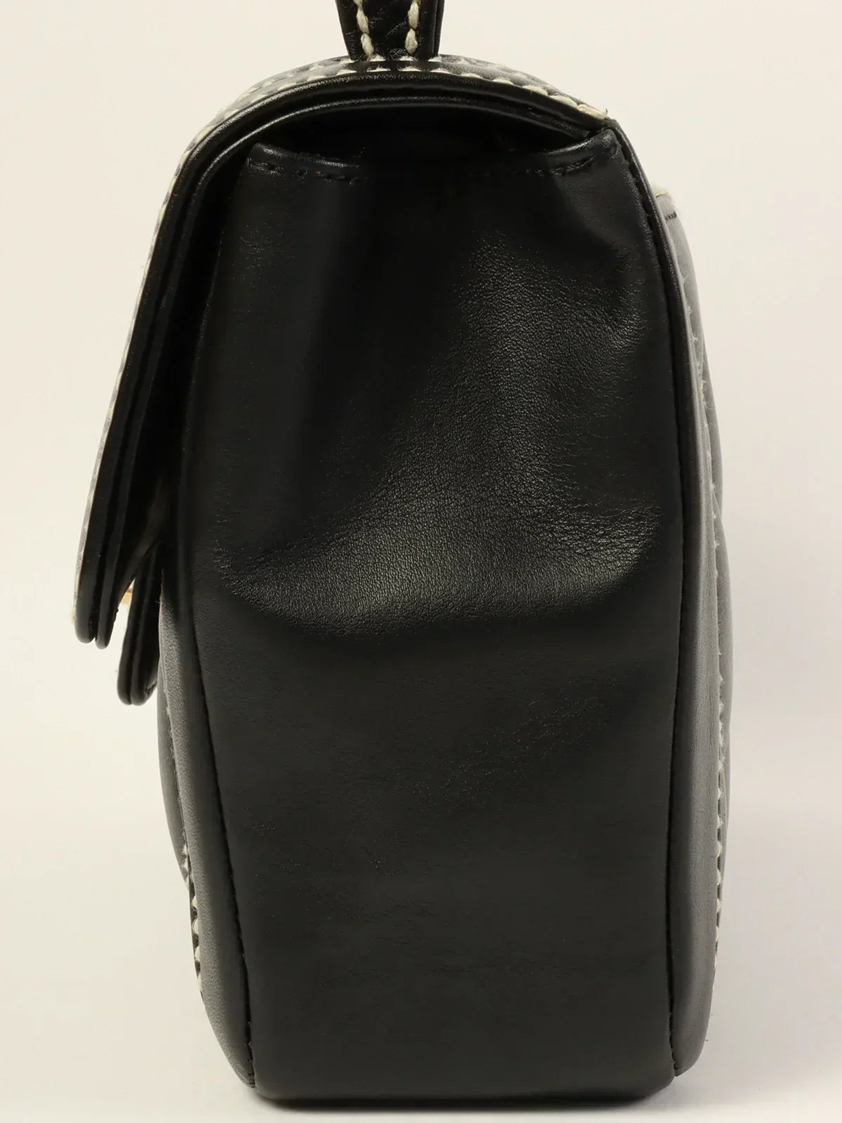 CHANEL Around 2004 Made Wild Stitch Turn-Lock Top Handle Bag Black
