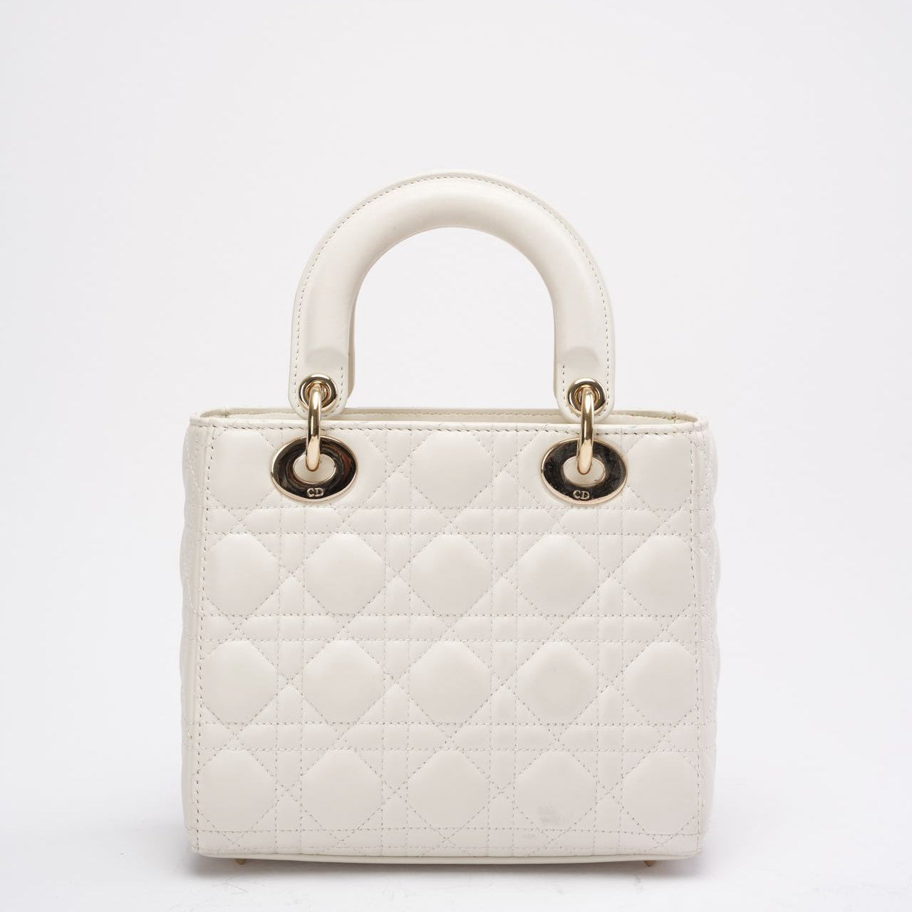 Christian Dior White Small Lady Dior in Cannage Lambskin 2020