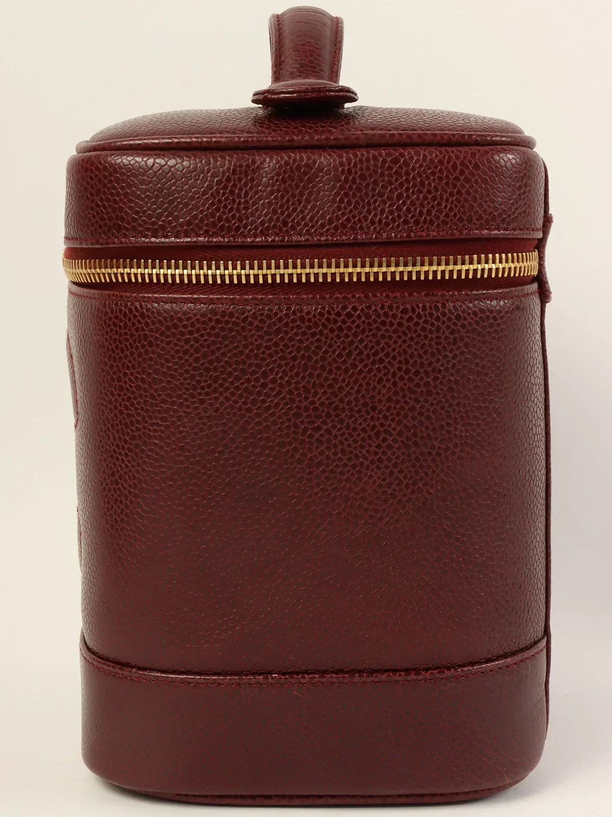 CHANEL Around 1992 Made Caviar Skin Cc Mark Stitch Vanity Bordeaux