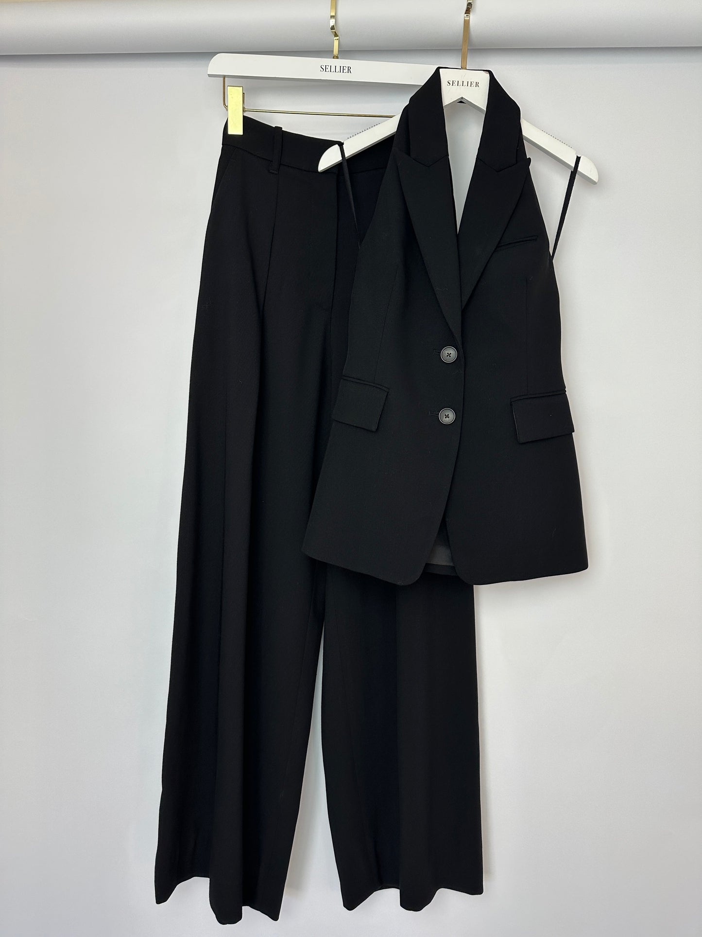 A.L.C Black Tailored Waistcoat and Wide Leg Tro r Set Top Size US 0 (UK 4) Tro rs Size US 2 (UK 6)