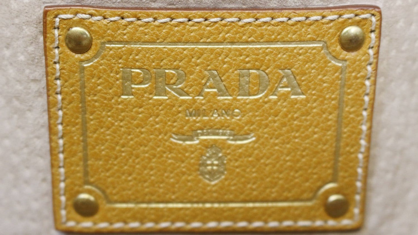 PRADA Corda/Cuoio Canapa and Cinghial Canvas Pattina Satchel Bag