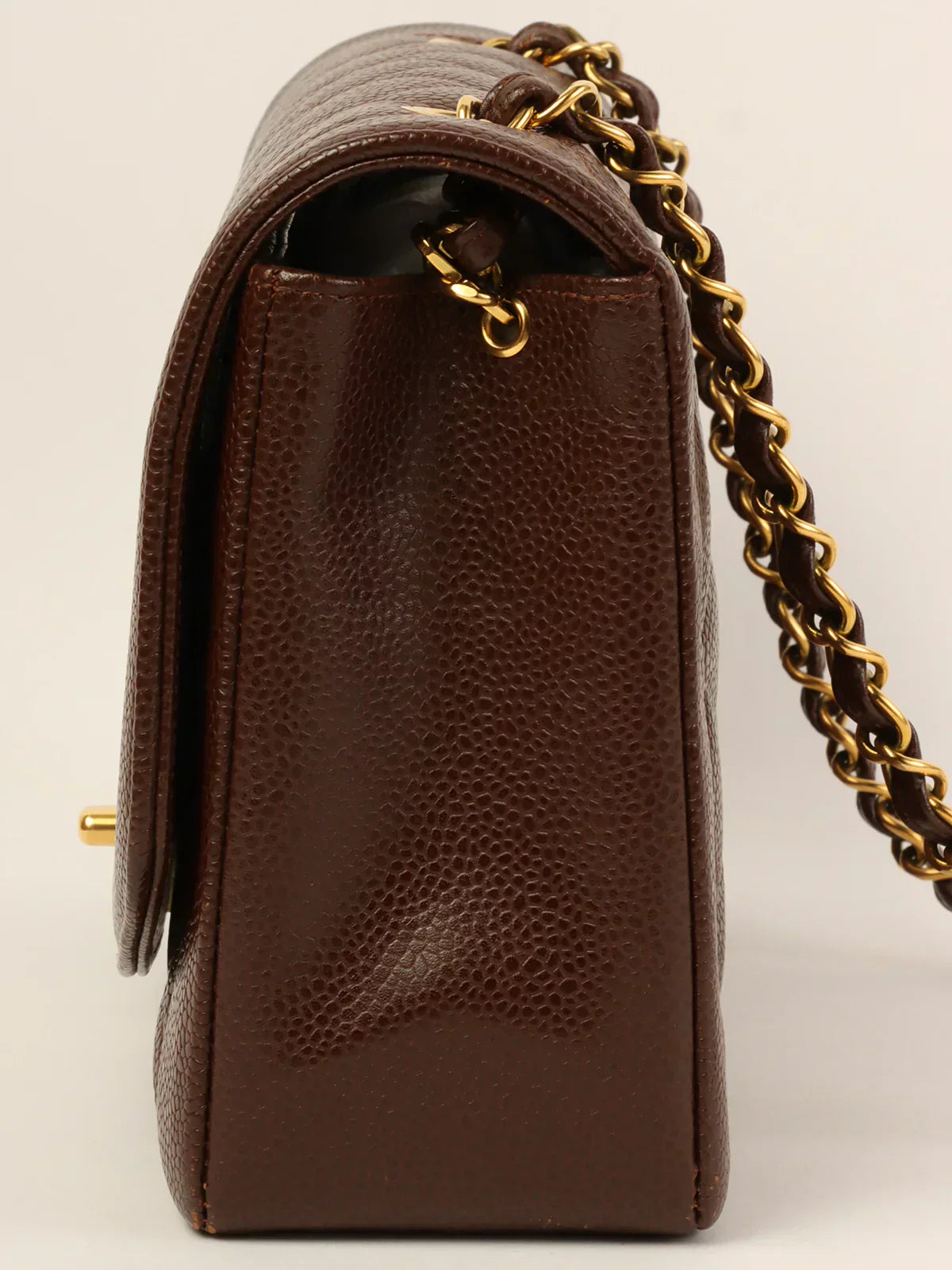 CHANEL Around 1995 Made Caviar Skin Diana Flap Chain Bag 25Cm Brown