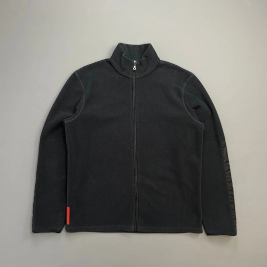 Prada Sport Charcoal Grey 2010 Nylon Panel Zip-Through Fleece Jacket