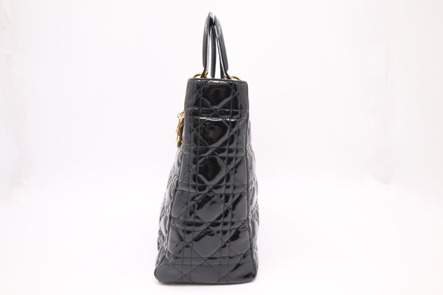 Dior Large Lady Dior in Black Cannage Patent Leather