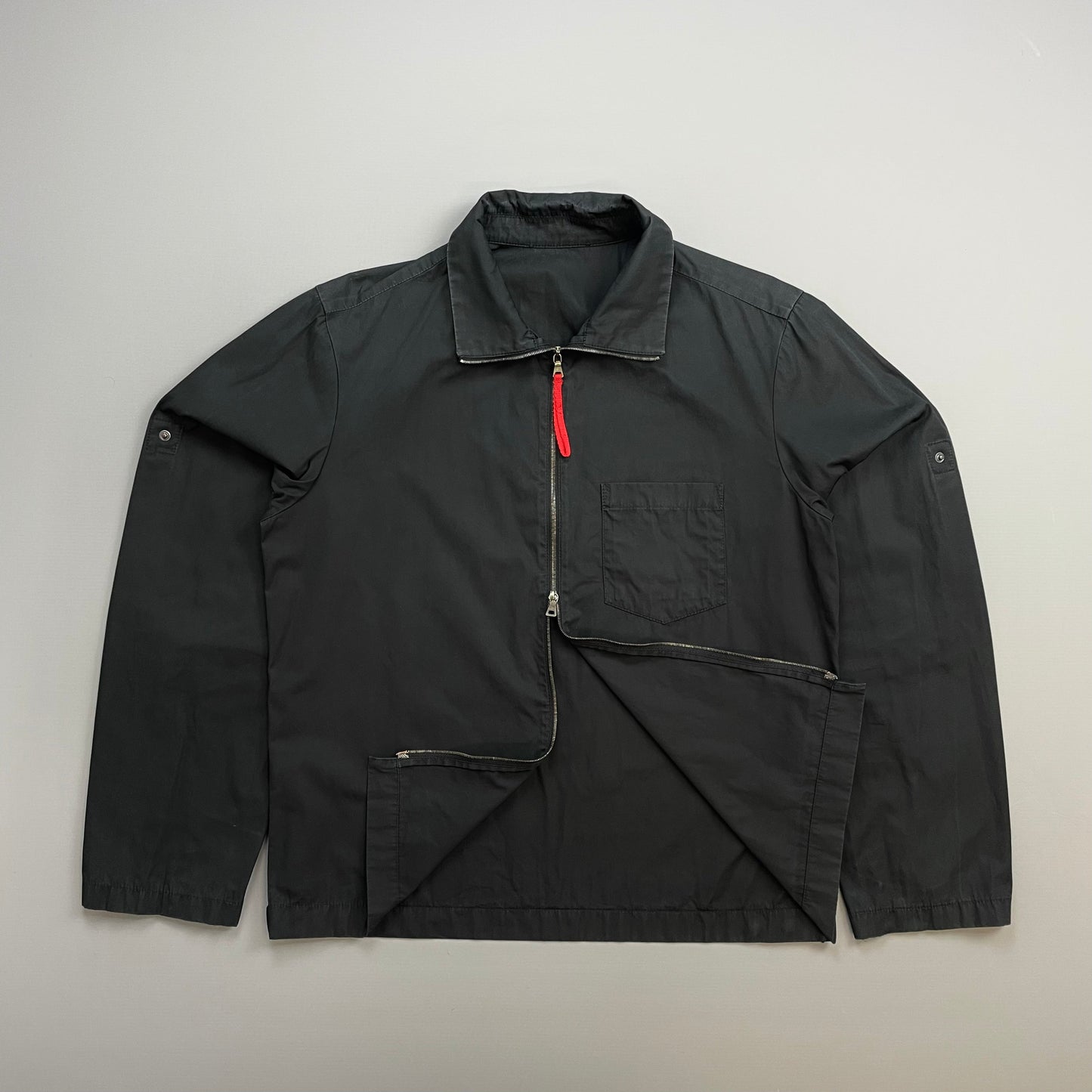 Prada Sport Black 00s Lightweight Adjustable Sleeve Cotton Harrington Jacket
