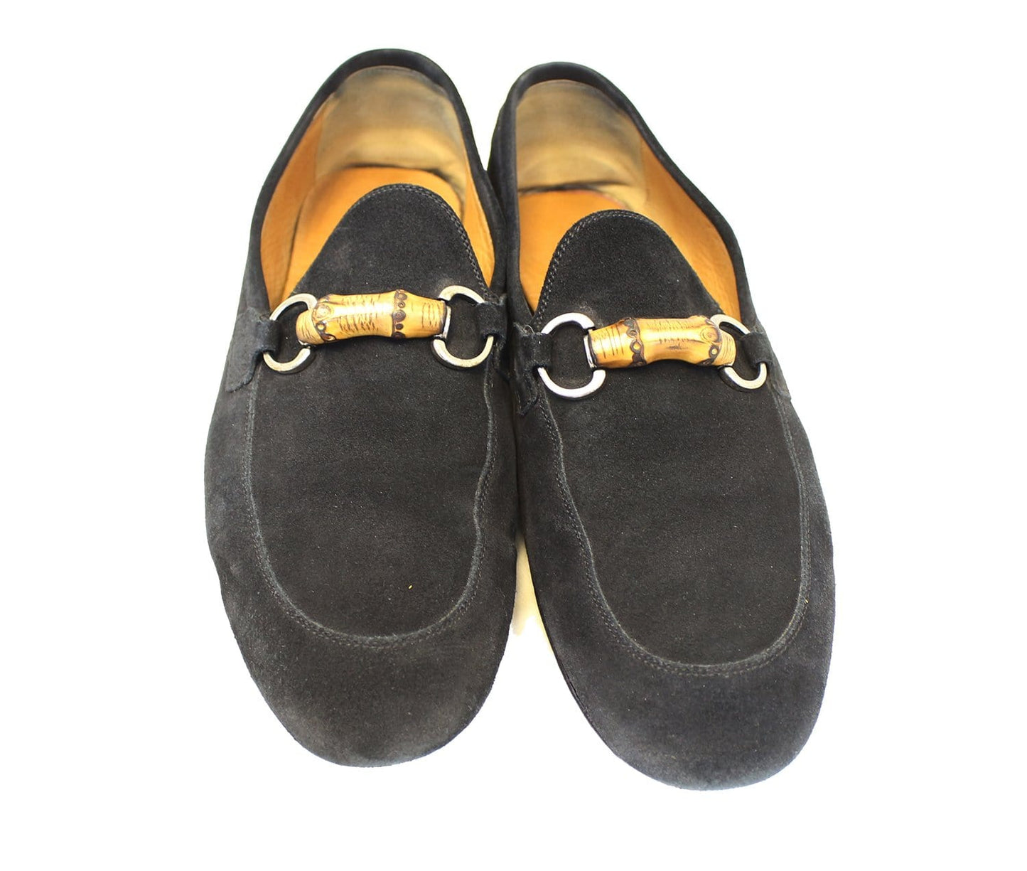 Gucci Bamboo Horsebit Black Suede Loafers 368435 Size 7