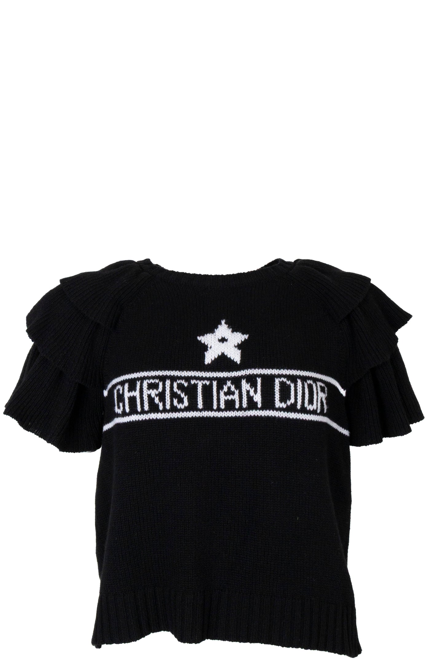 CHRISTIAN DIOR Ruched Logo Knit Cashmere Black