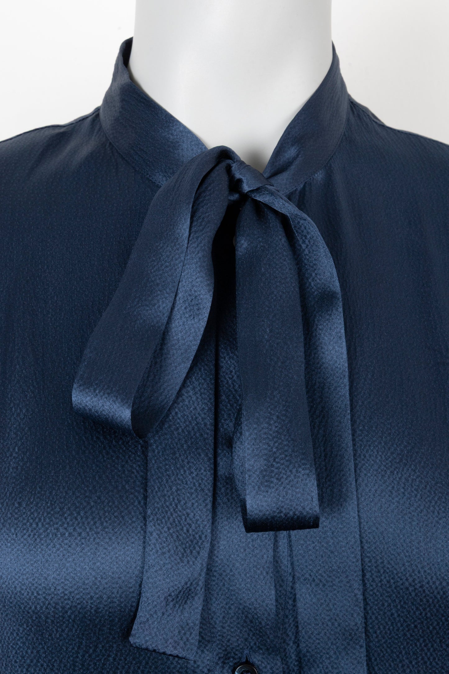 CHRISTIAN DIOR Pussy Bow Shirt Silk Petrol