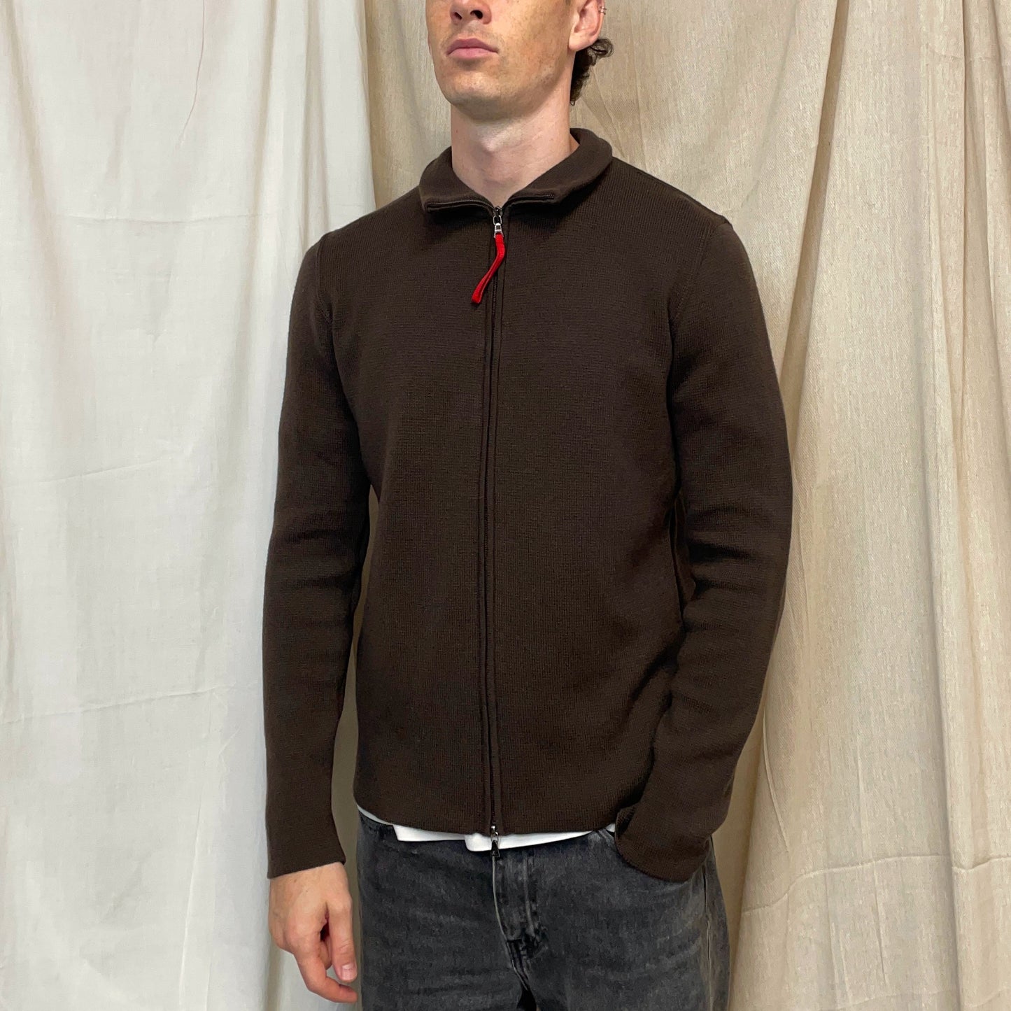 Prada Sport Khaki 00s Wool Knit Zip-Through Cardigan Jacket