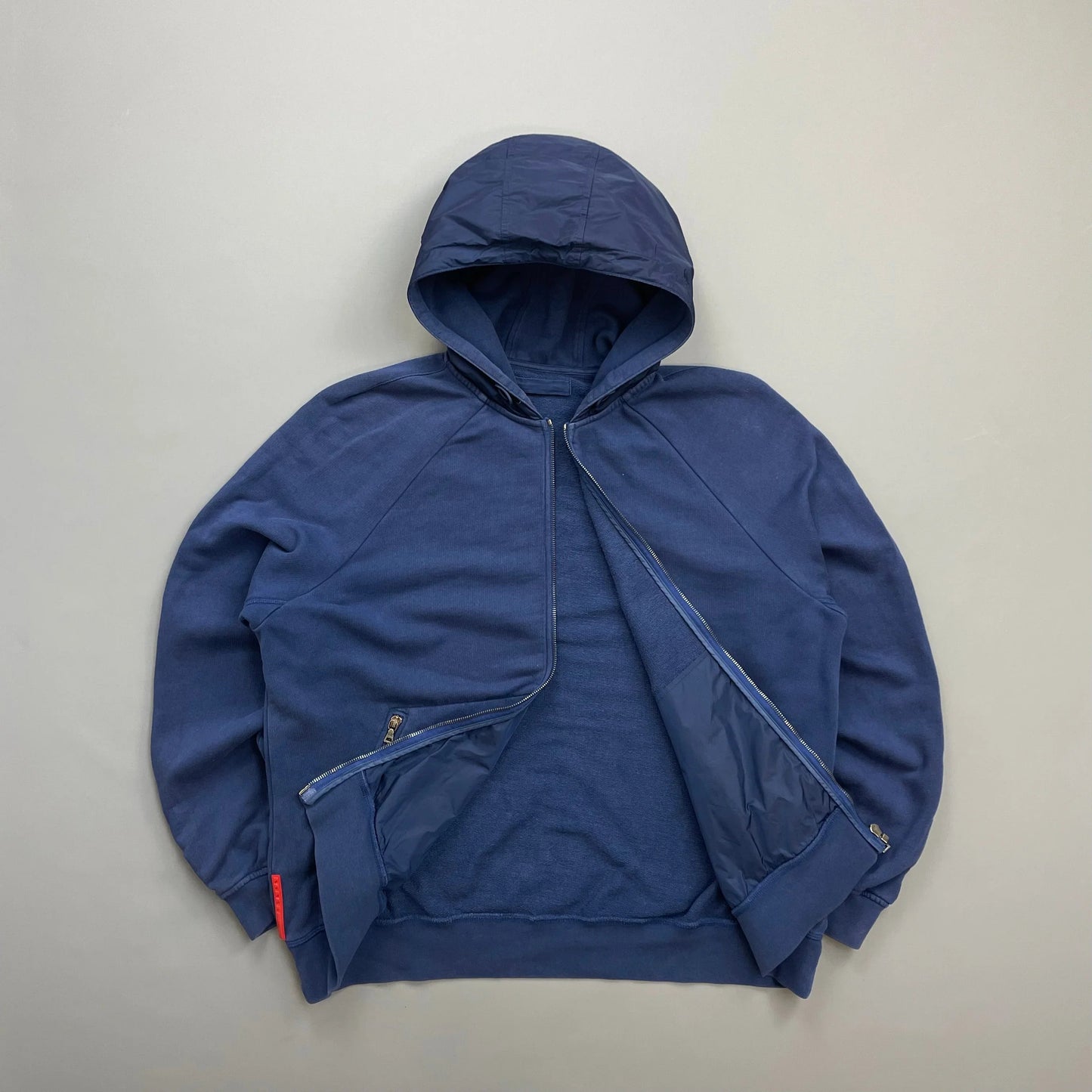 Prada Sport Blue 2009 Nylon Hood Zip-Through Hoodie