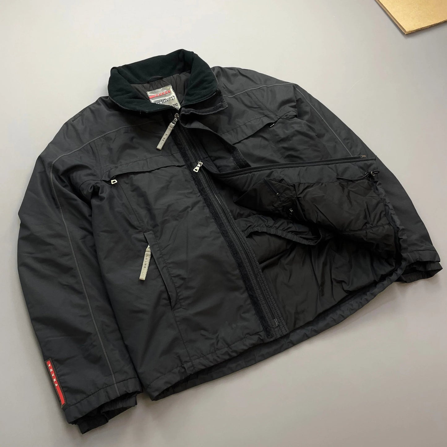 Prada Sport Black 00s Goretex Technical Fleece Lined Detachable Hood Ski Jacket