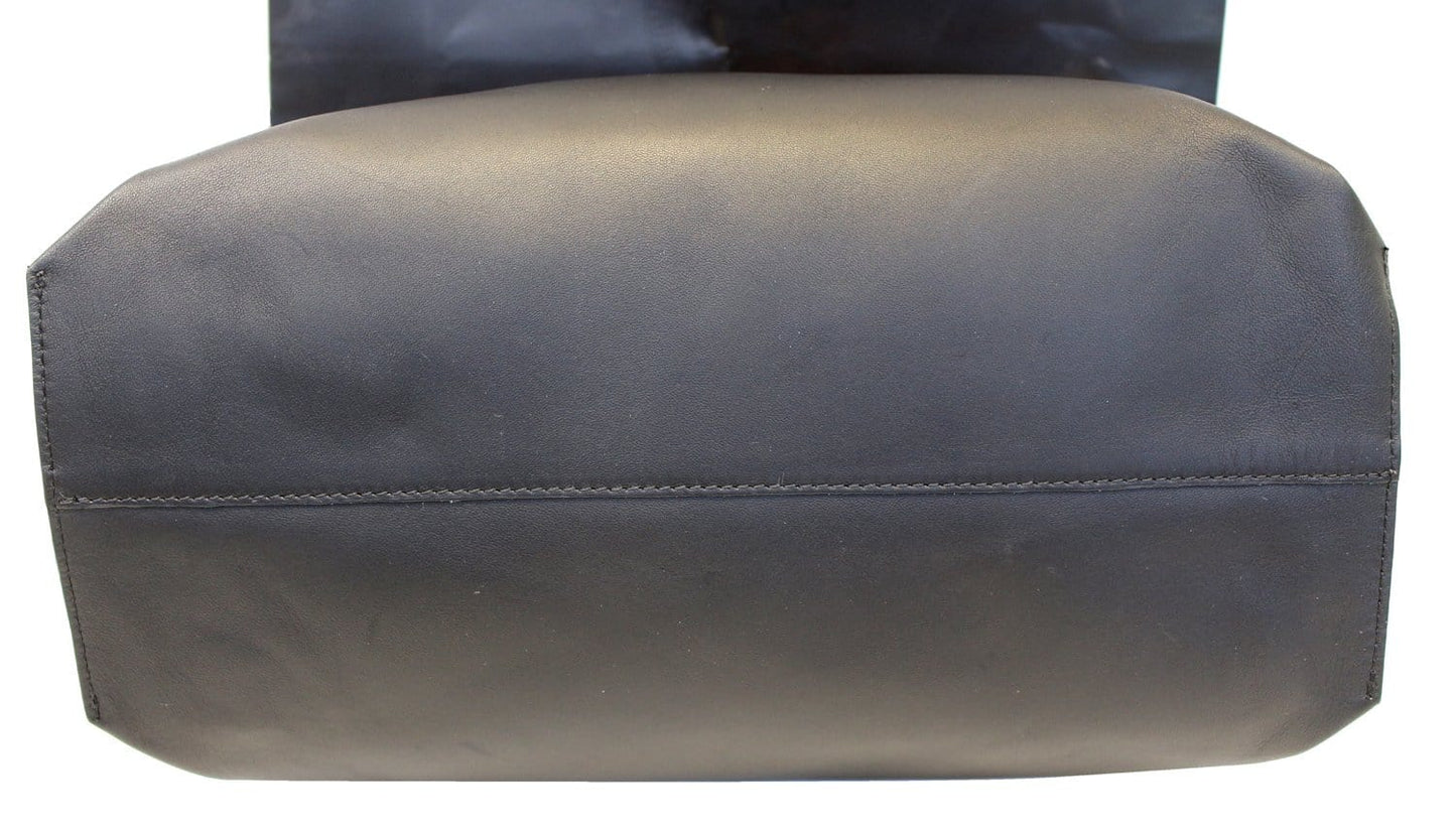 VERSACE City Strip Greek Key Leather Tote with Pouch