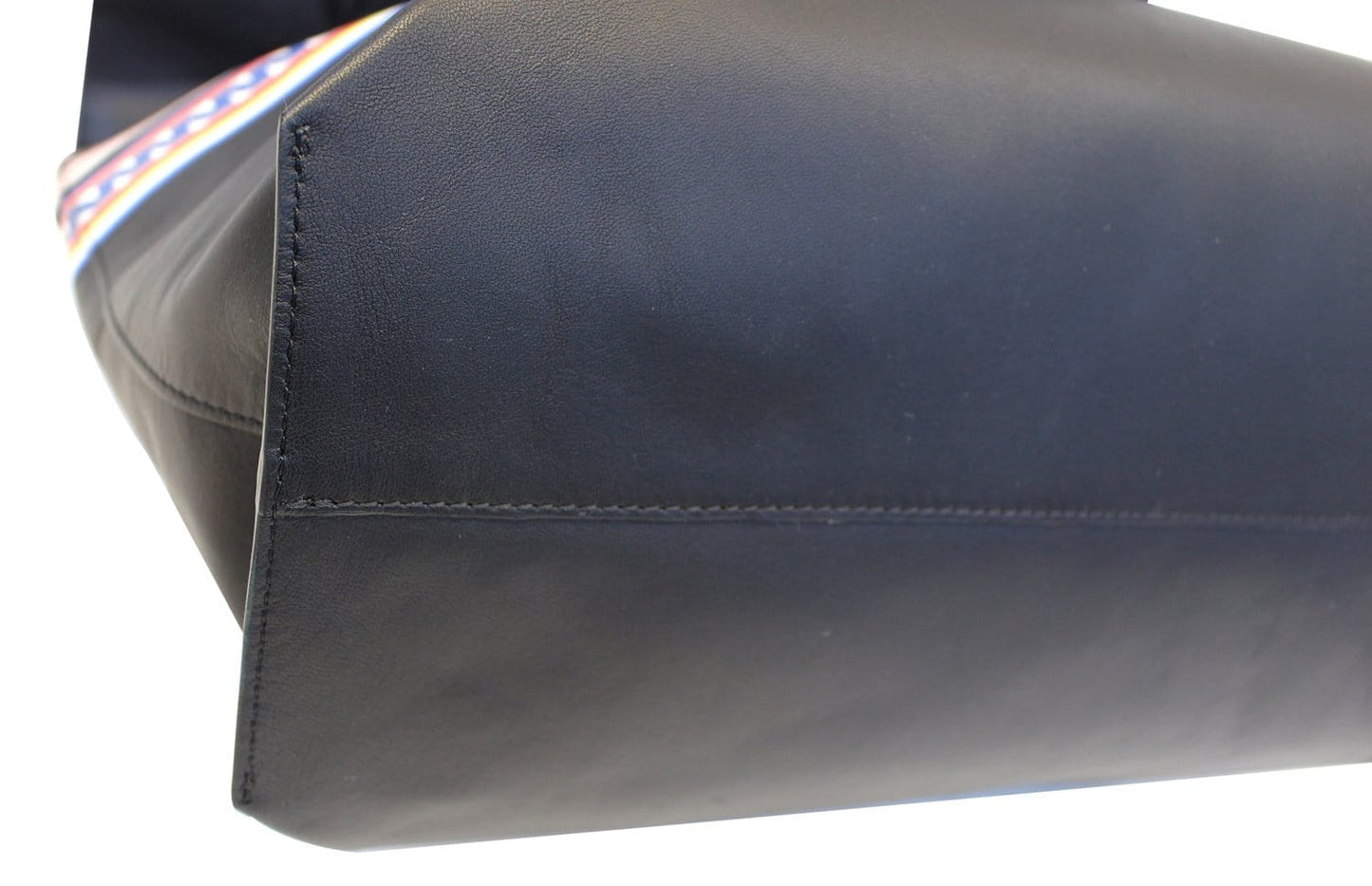 VERSACE City Strip Greek Key Leather Tote with Pouch