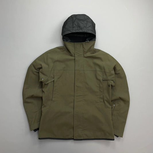 Prada Sport Khaki AW02 Technical Nylon Fleece-Lined Removable Hood Ski Jacket