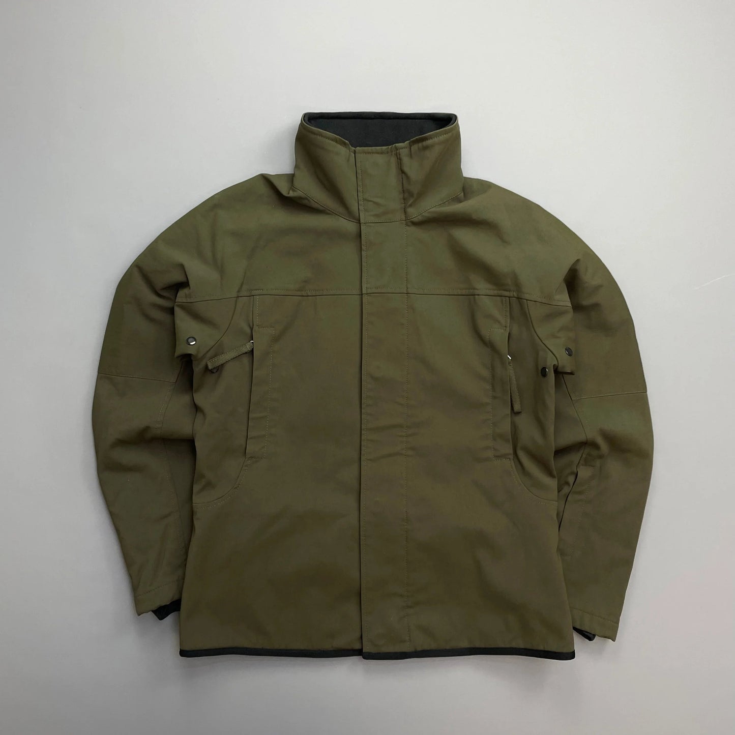 Prada Sport Khaki AW02 Technical Nylon Fleece-Lined Removable Hood Ski Jacket