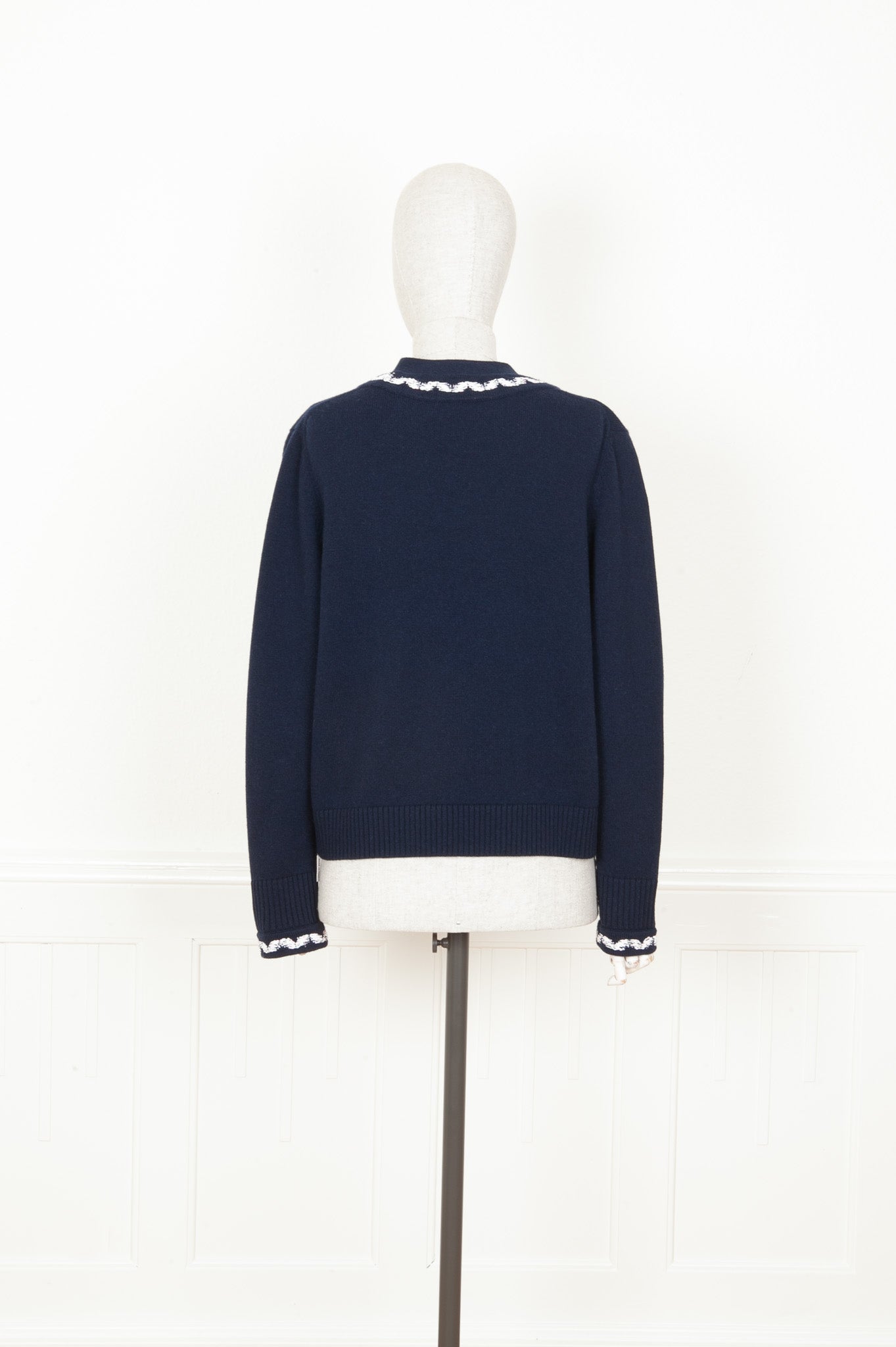 CHANEL 2021 Patch Pocket Knit Cardigan Navy