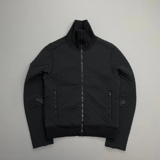 Prada Sport Black 00s Wool & Nylon Quilted Knit Hybrid Cardigan Jacket