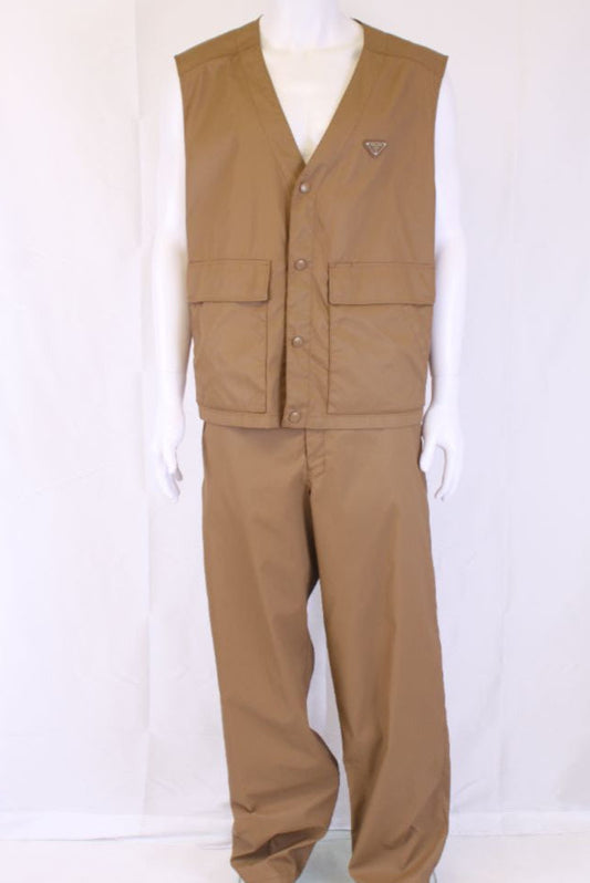 Prada Nylon Waistcoat/ Tro r Co-Ord Tan XL
