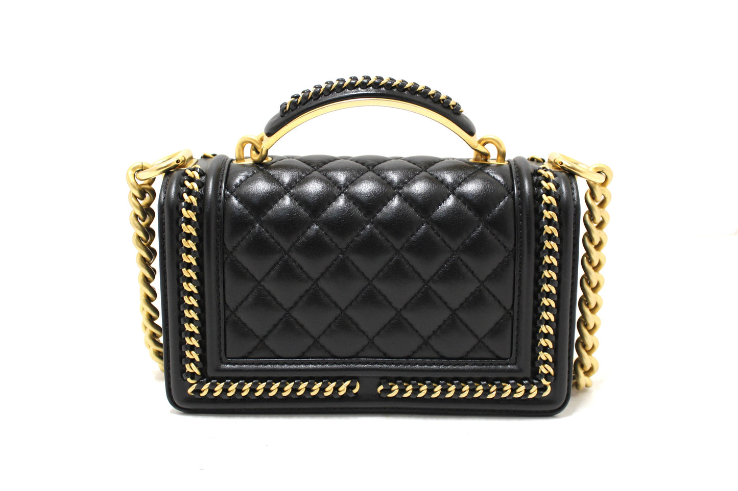 Chanel Black Calfskin Leather Boy Chanel Flap Bag with Handle