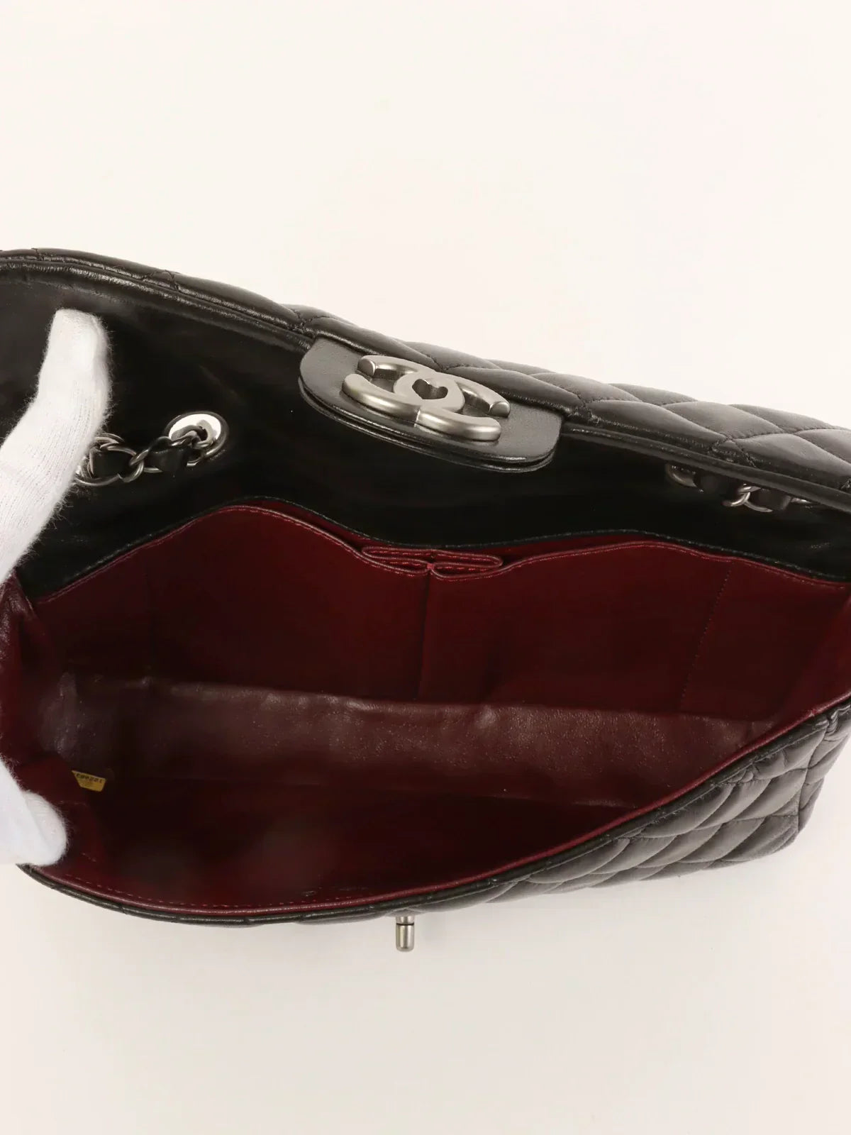 CHANEL Around 2008 Made East West Chain Bag Black