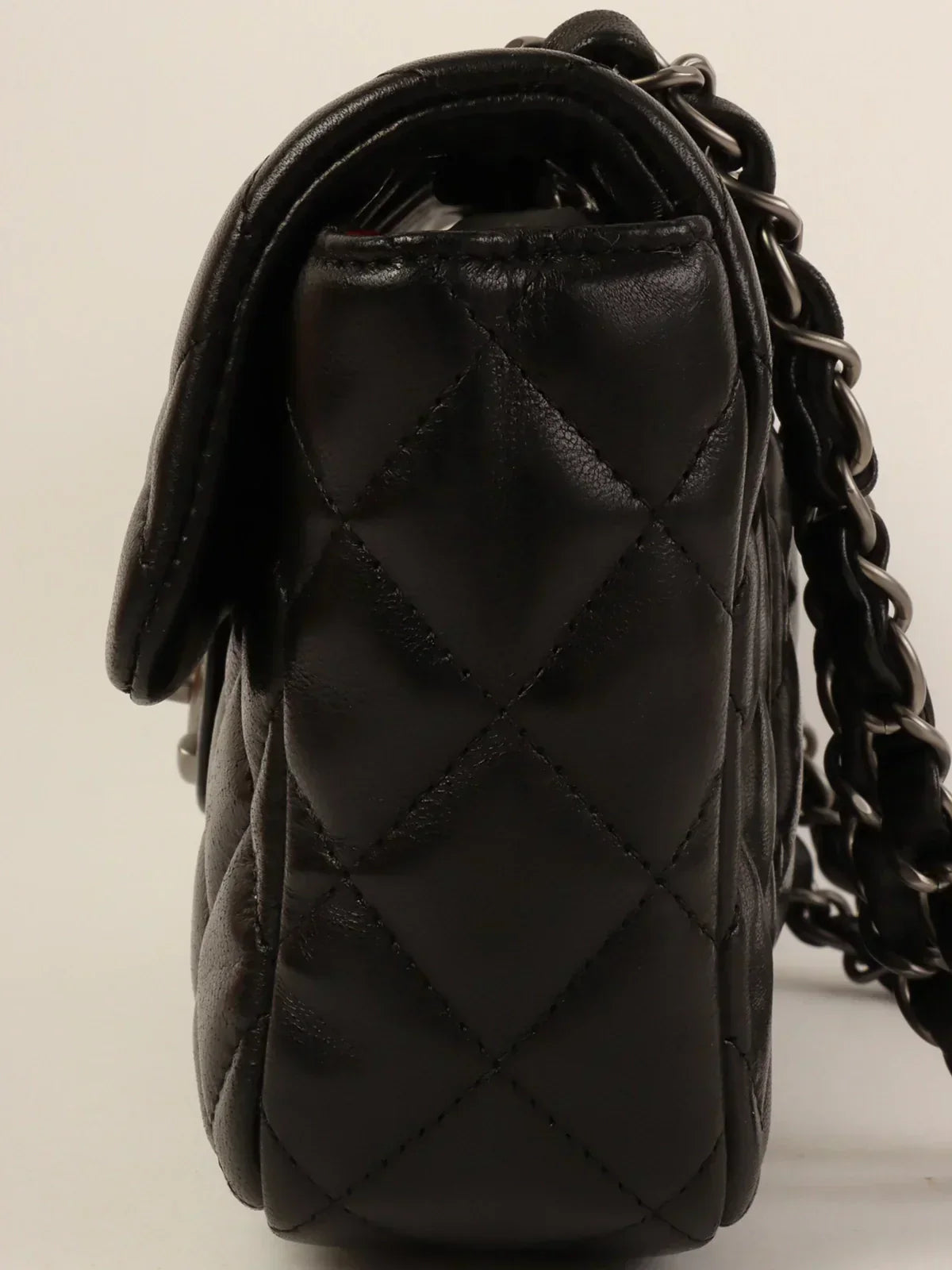CHANEL Around 2008 Made East West Chain Bag Black