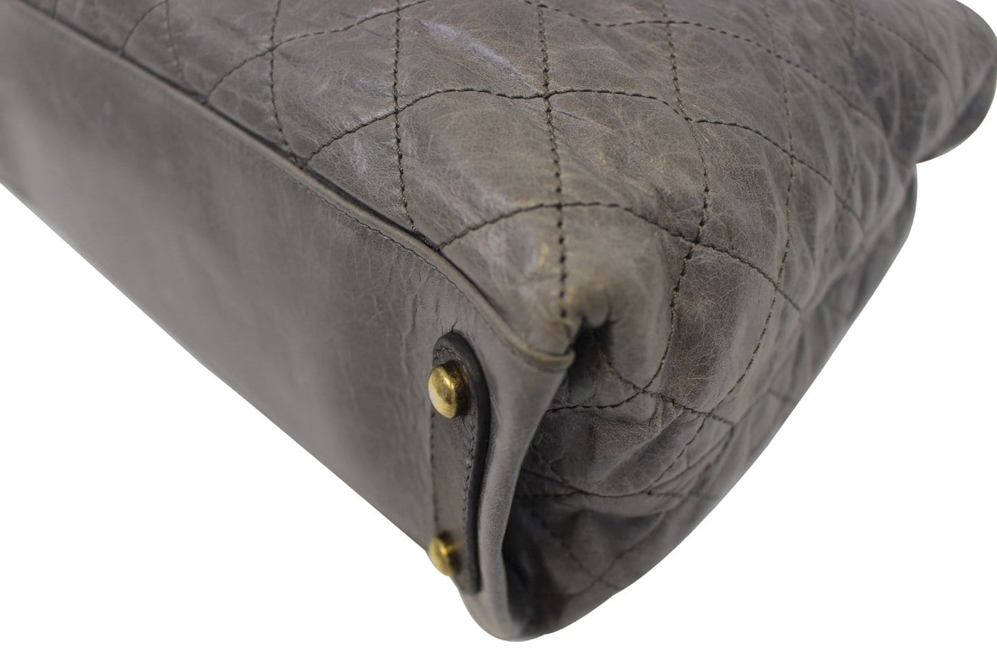 CHANEL Grey Quilted  Leather Stingray Bindi CC Shopper Tote Bag