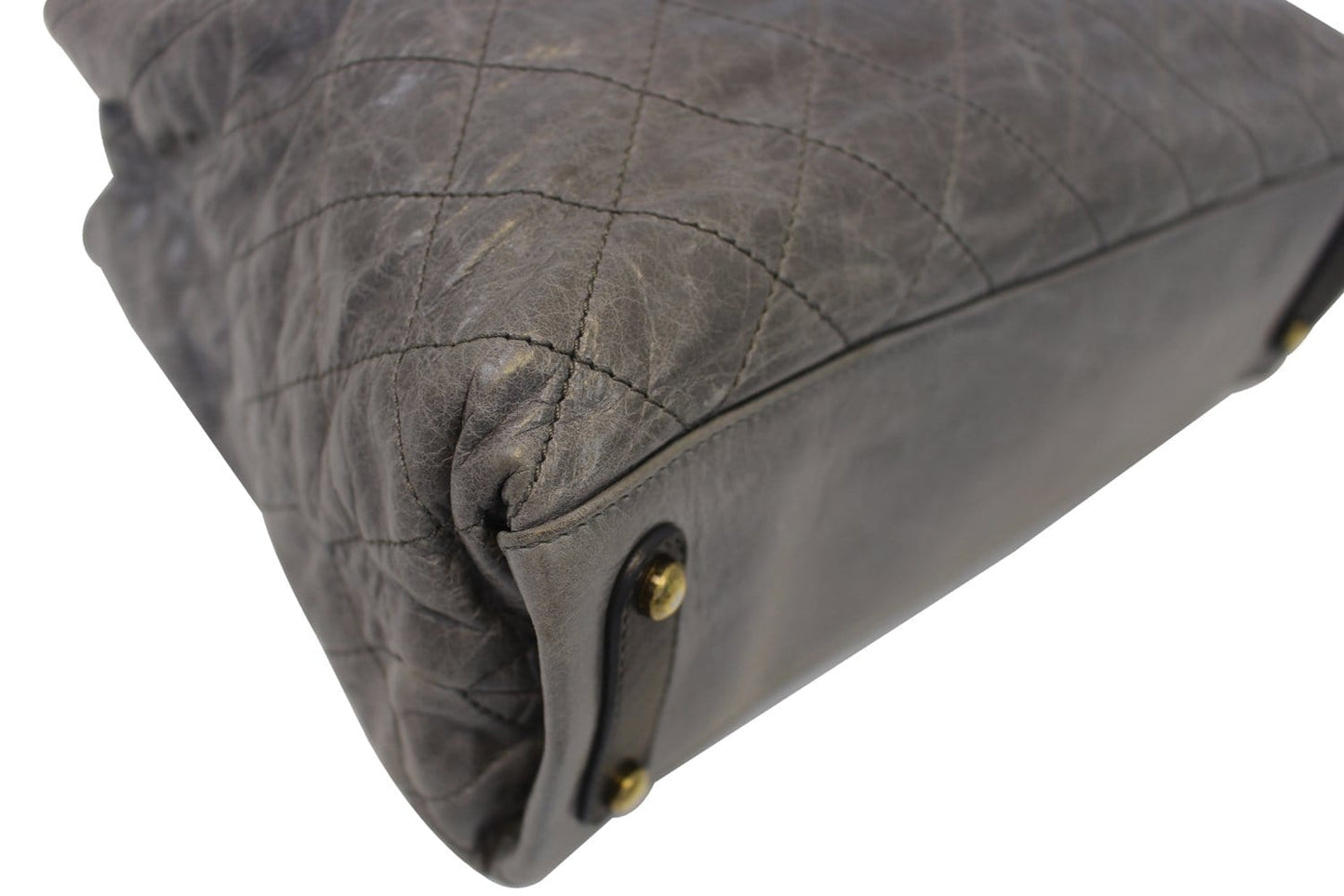 CHANEL Grey Quilted  Leather Stingray Bindi CC Shopper Tote Bag