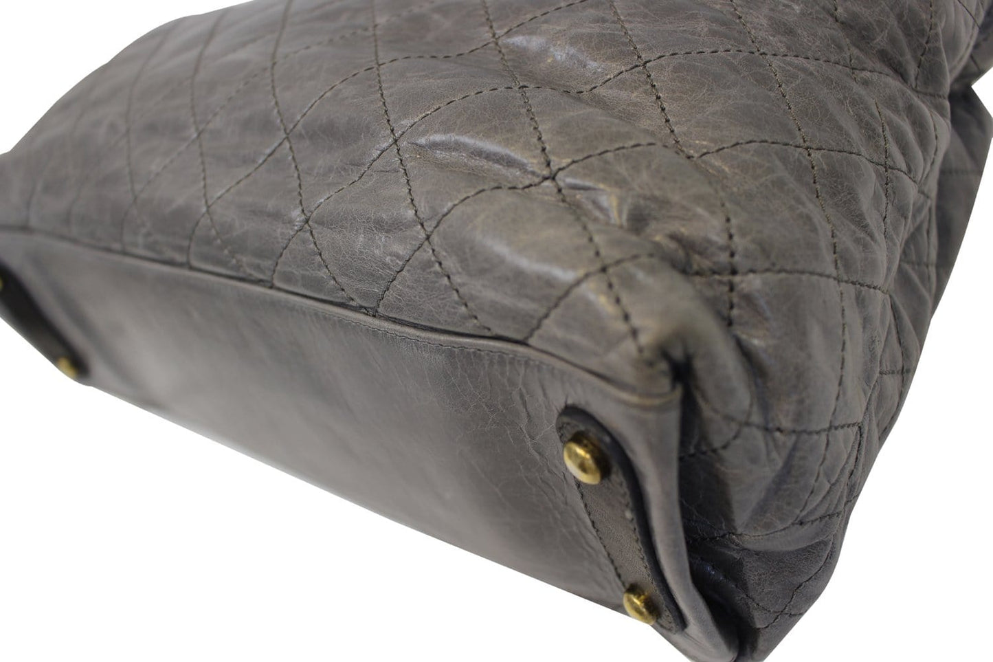 CHANEL Grey Quilted  Leather Stingray Bindi CC Shopper Tote Bag