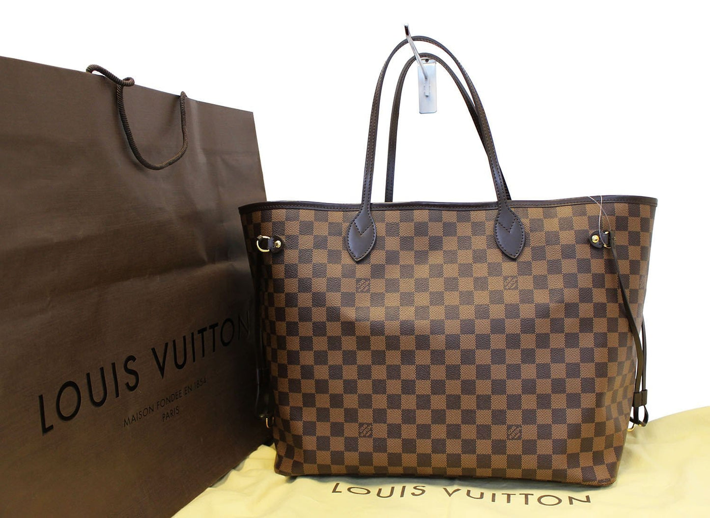 LOUIS VUITTON  Bag Damier Ebene Brown Neverfull GM Tote