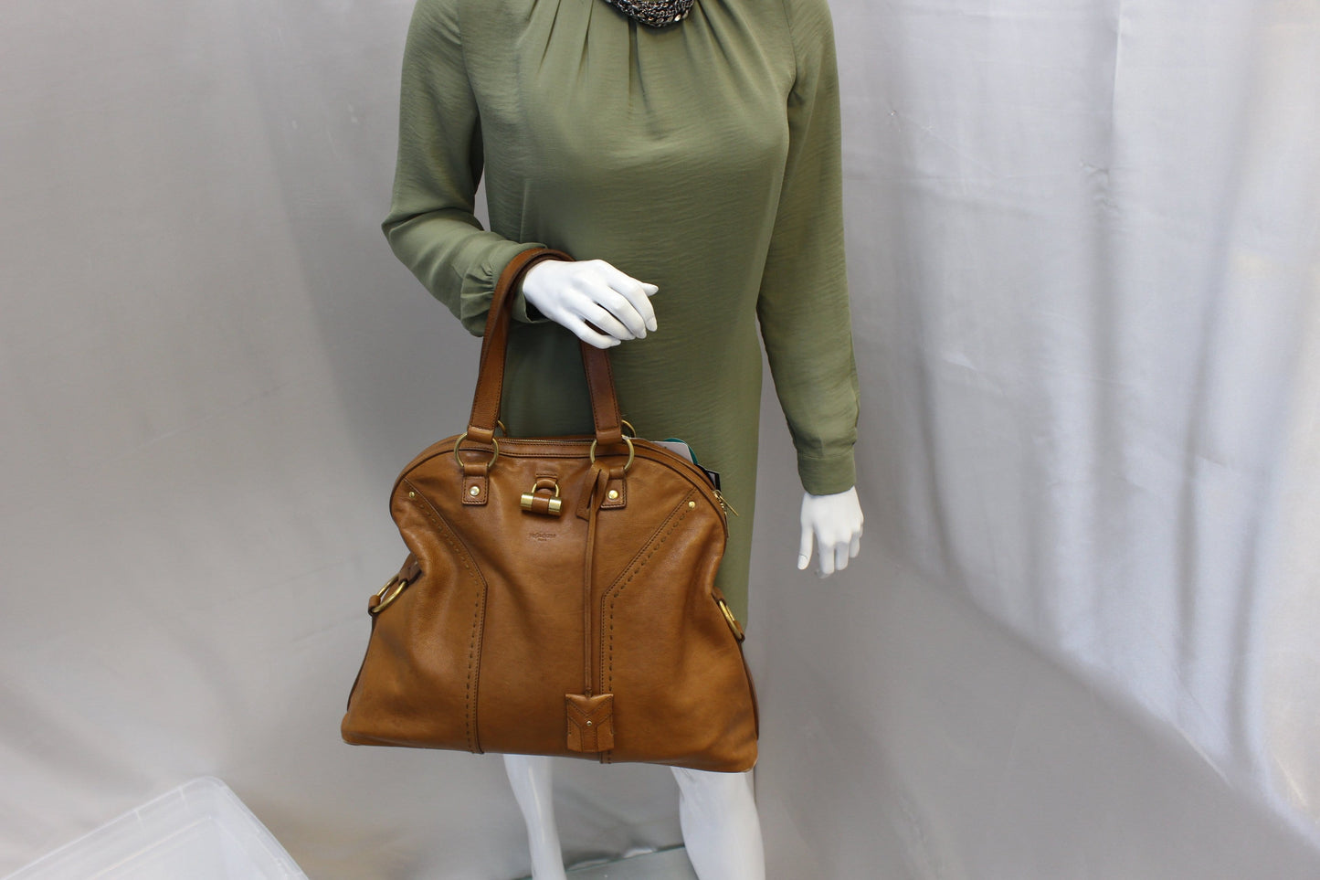 Yves Saint Laurent M  Brown Leather Satchel Bag