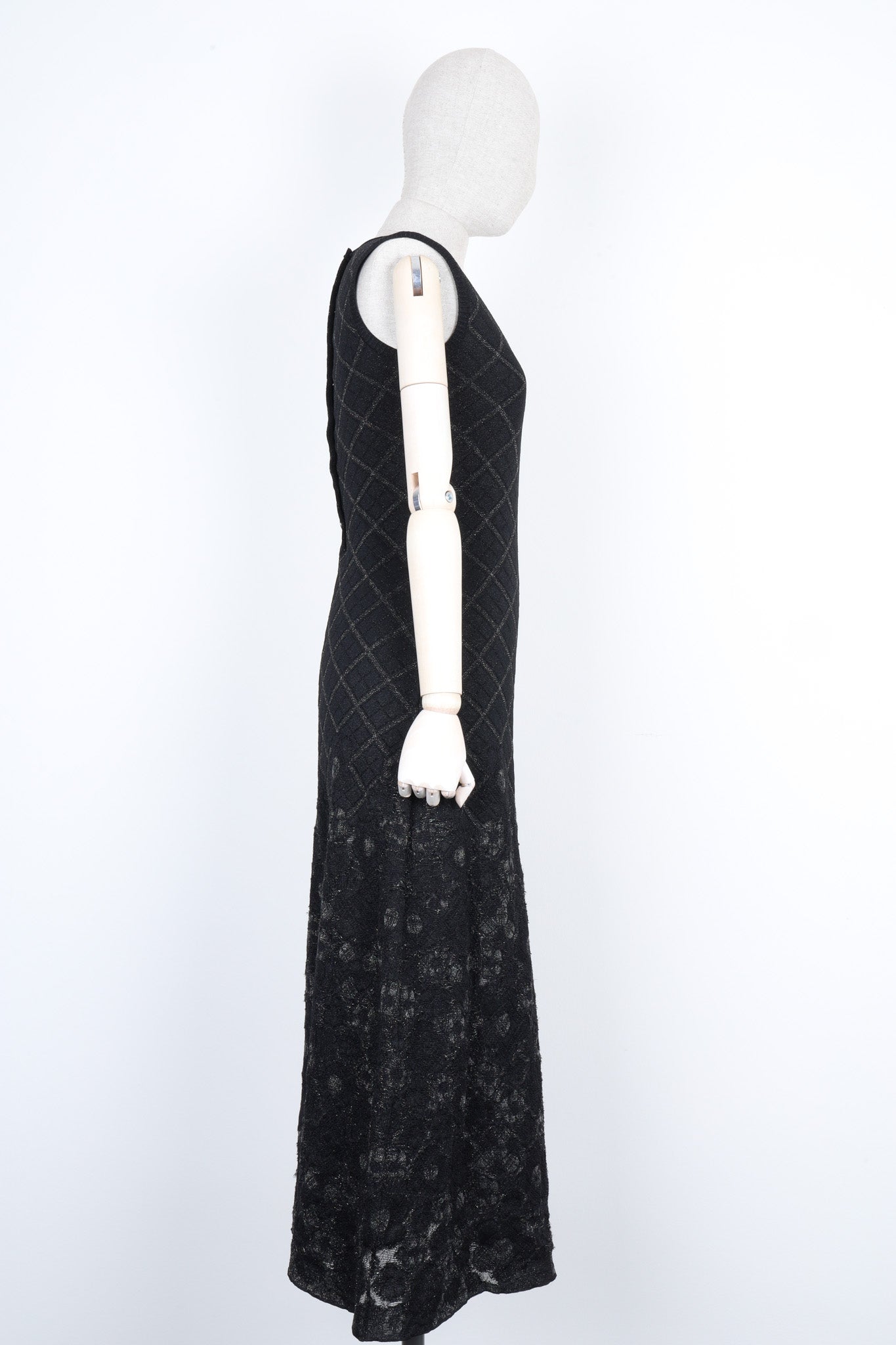 CHANEL Knit Dress Floral Lurex Black