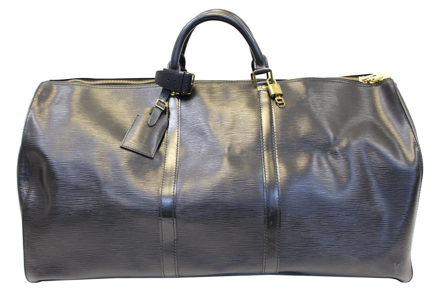 LOUIS VUITTON Boston Bag Epi Leather Black Keepall 60