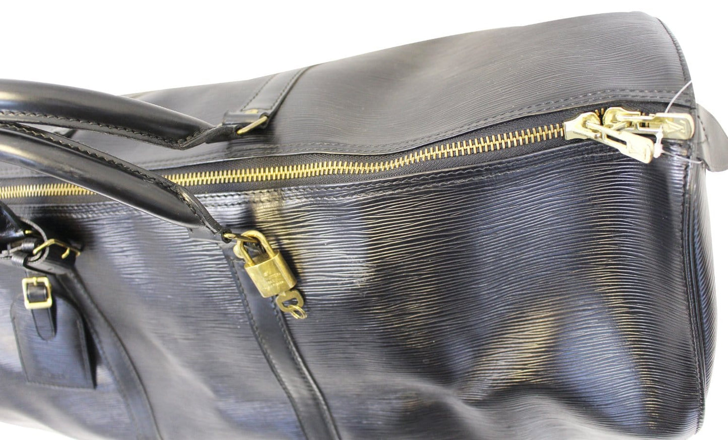 LOUIS VUITTON Boston Bag Epi Leather Black Keepall 60