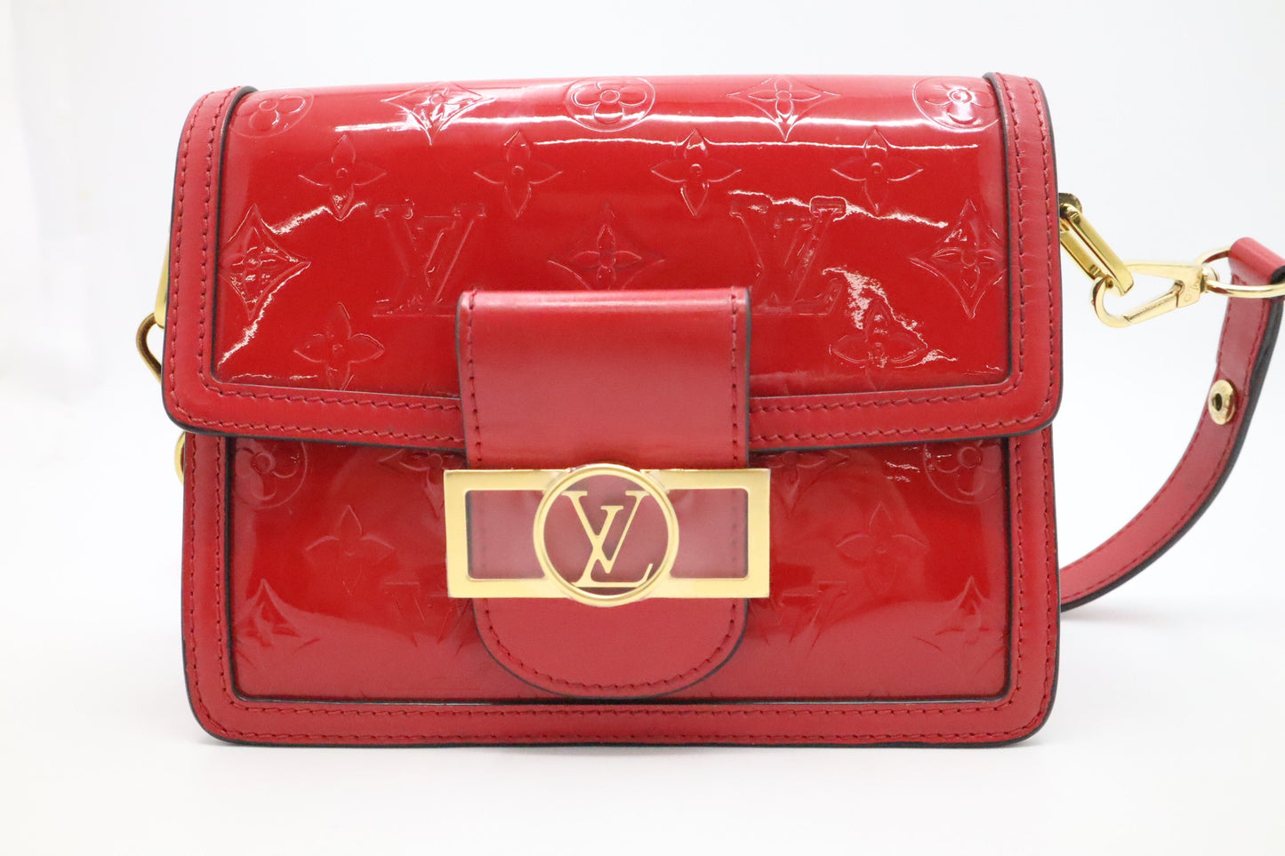 Louis Vuitton Mini Dauphine in Red Vernis Leather