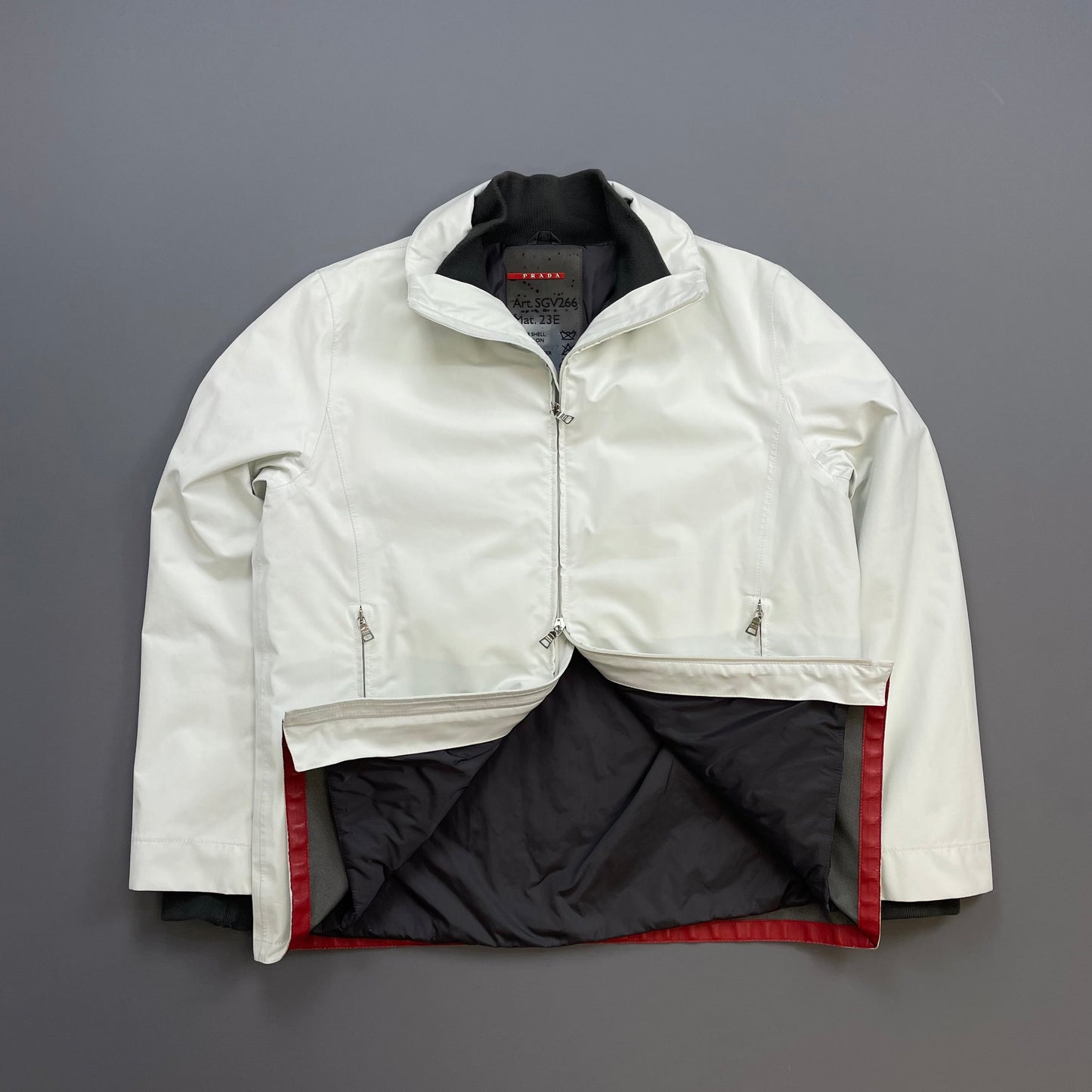 Prada Sport White 00s Goretex 3-in-1 Nylon Padded Bomber Liner & Trench Overcoat