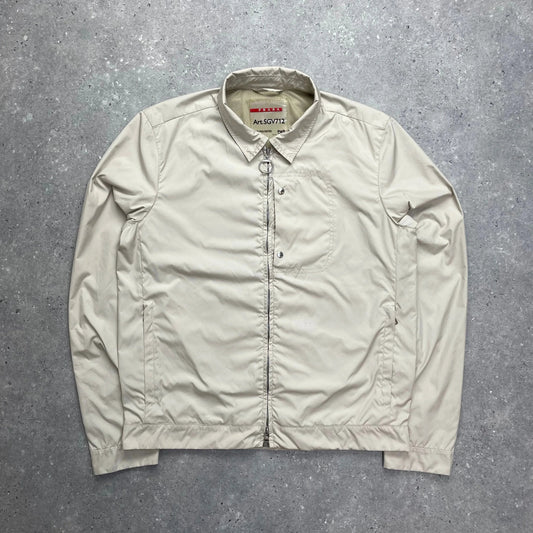 Prada Cream Harrington Two-Way Zip Jacket Tg50