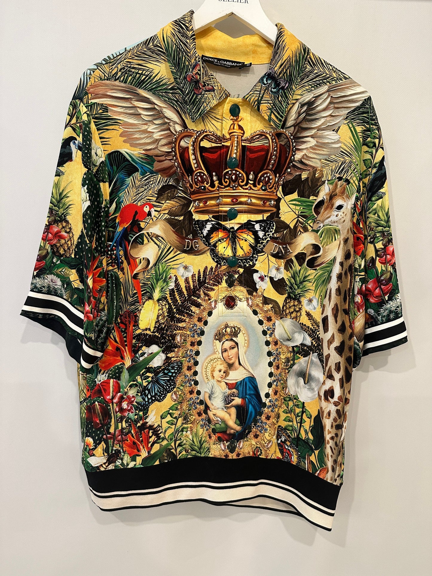 Dolce & Gabbana Yellow & Green Floral Print Shirt with Matching Tro rs Set Size IT 38/IT 46 (UK 6/14)