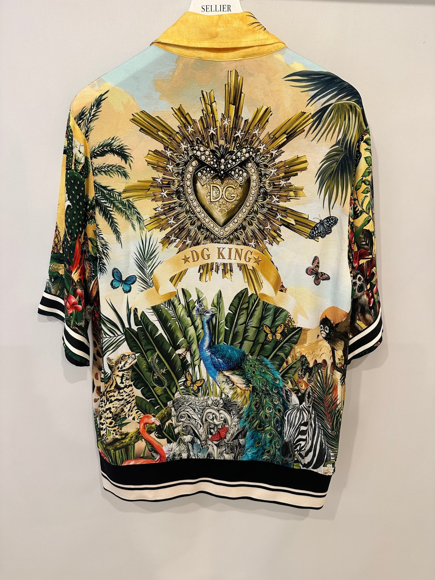 Dolce & Gabbana Yellow & Green Floral Print Shirt with Matching Tro rs Set Size IT 38/IT 46 (UK 6/14)
