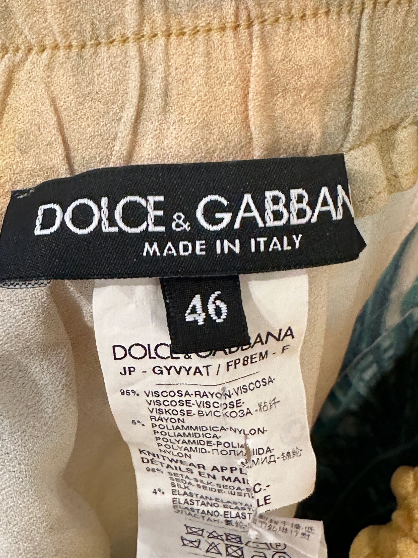 Dolce & Gabbana Yellow & Green Floral Print Shirt with Matching Tro rs Set Size IT 38/IT 46 (UK 6/14)