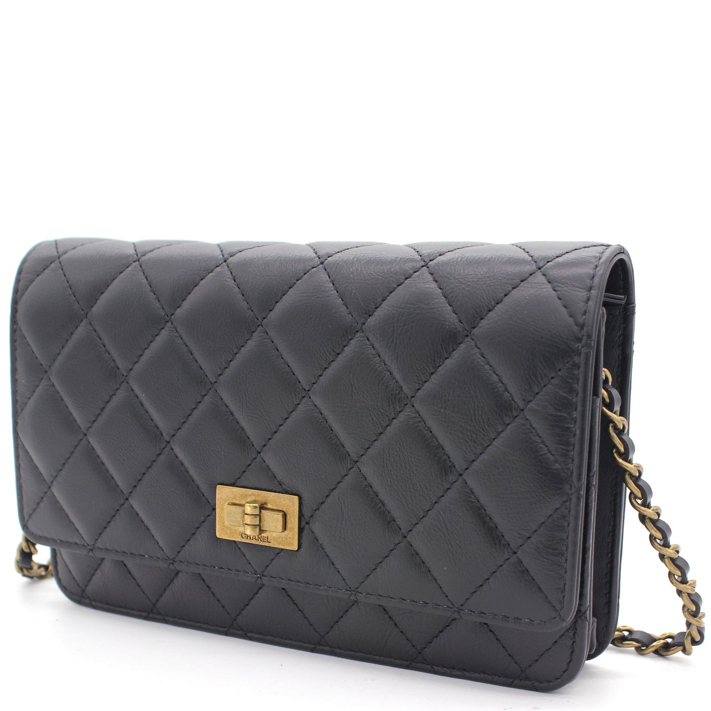 Chanel Aged Calfskin Reissue Wallet On Chain WOC Black