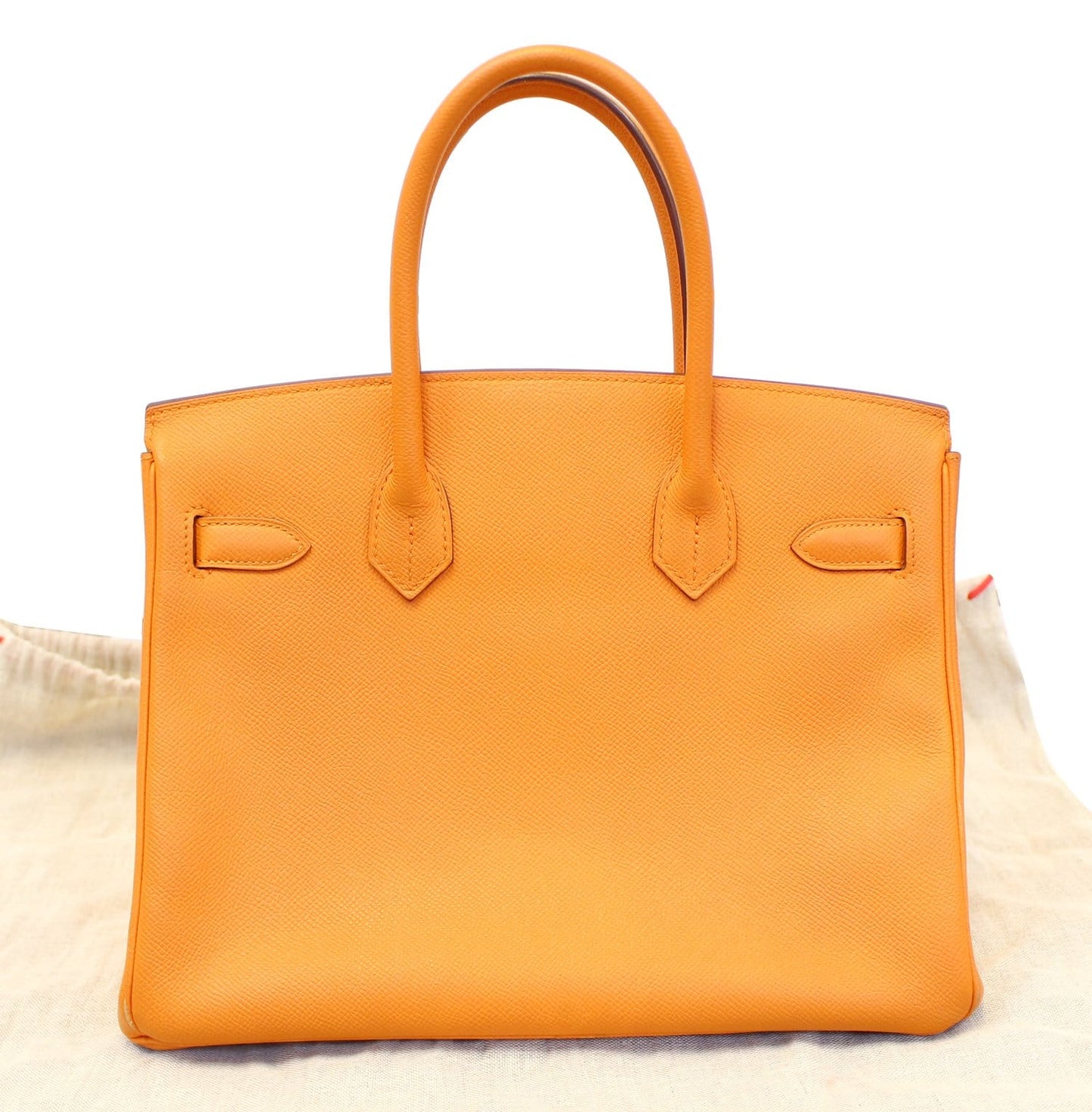 HERMES Birkin 30cm Orange Clemence Silver Hardware Bag