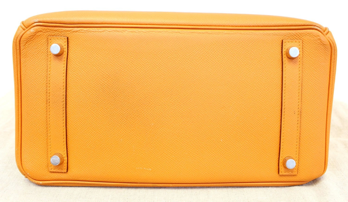 HERMES Birkin 30cm Orange Clemence Silver Hardware Bag