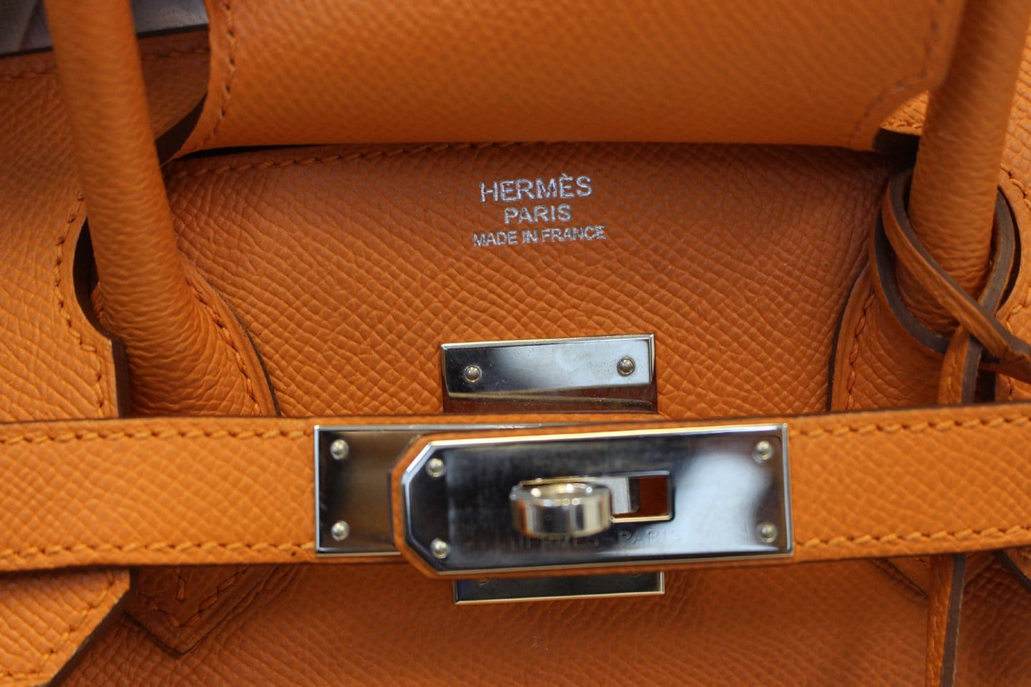 HERMES Birkin 30cm Orange Clemence Silver Hardware Bag