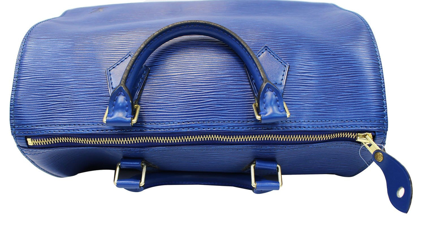 LOUIS VUITTON   Epi Leather Blue Speedy 30 Satchel Bag